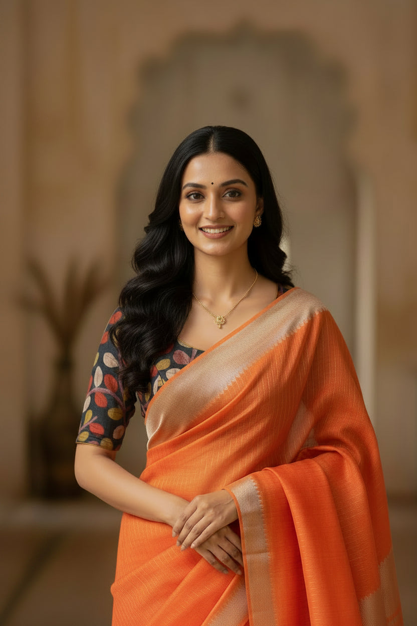 Mangalgiri silk saree with tussar blouse